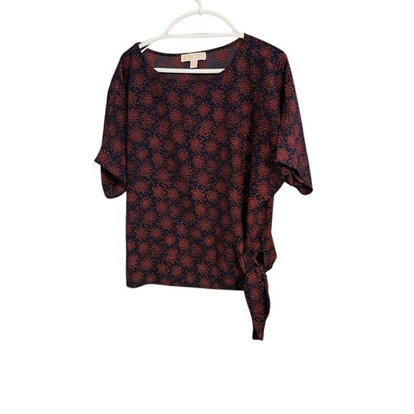 Women's Michael Kors navy and rust blouse with cute knotted side M - Picture 1 of 8